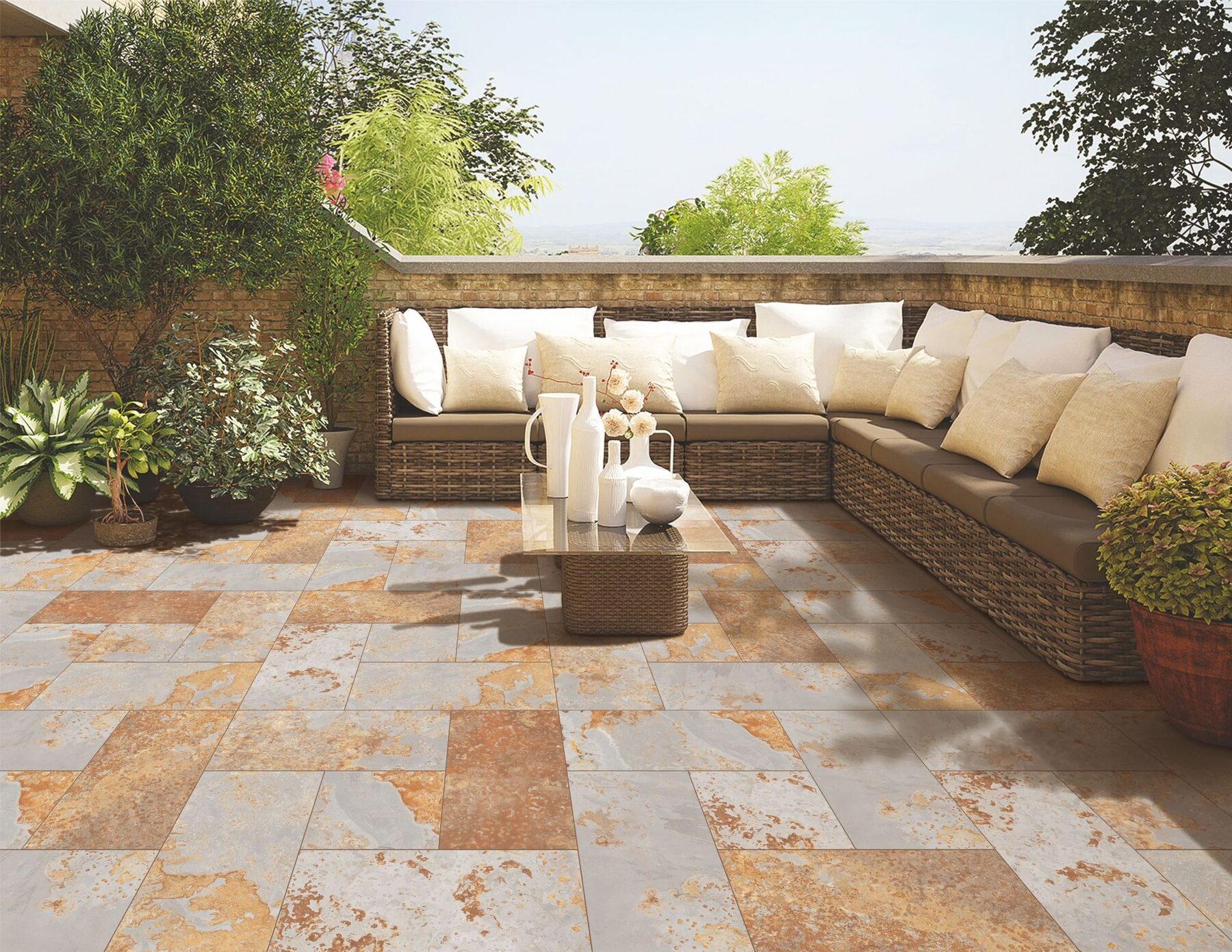 Terrassenplatten im Wasserstrahlzuschnitt